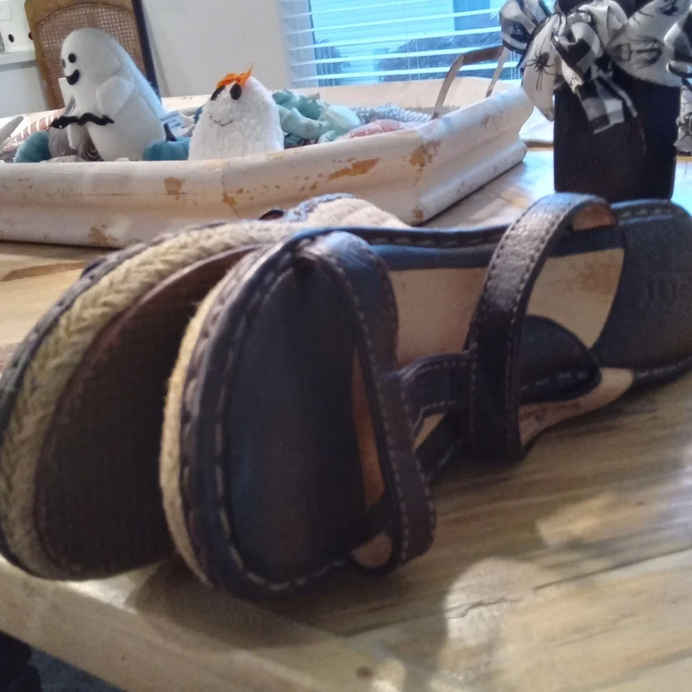 Born Size 8 Navy Blue Espadrille Open Toe Leather 3